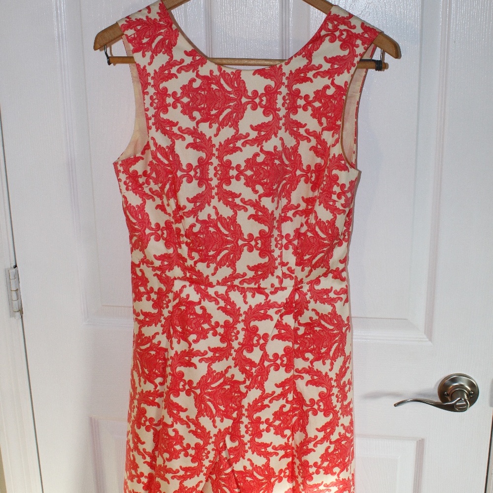 Forever 21 Creme and Coral Print Dress